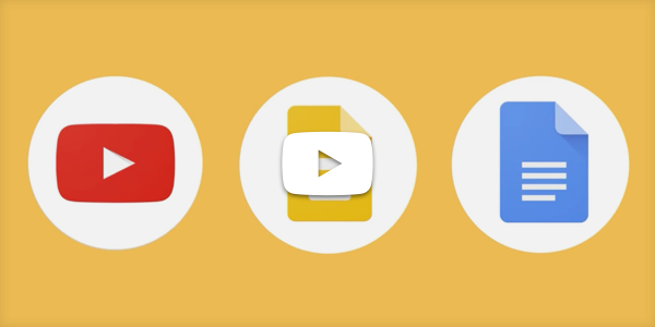 Youtube, Slides, and Drive icons